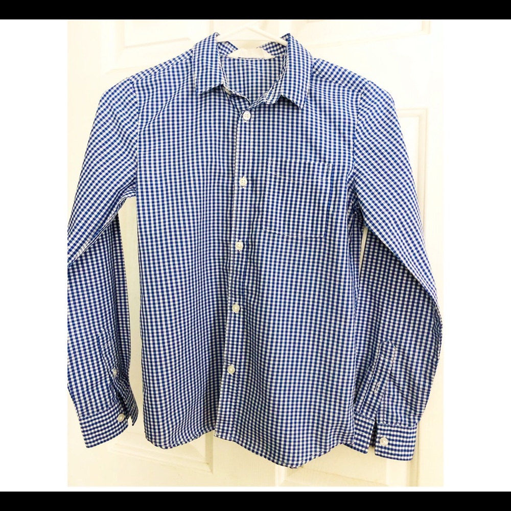 Boys H&M Blue Gingham Button Down Dress Shirt